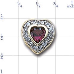 A4147 14K GRAPE RHODOLITE HEART SLIDE(HORIZONTAL) 